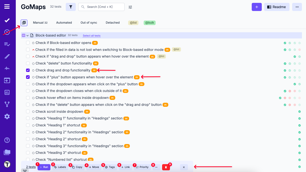 Multiselection options