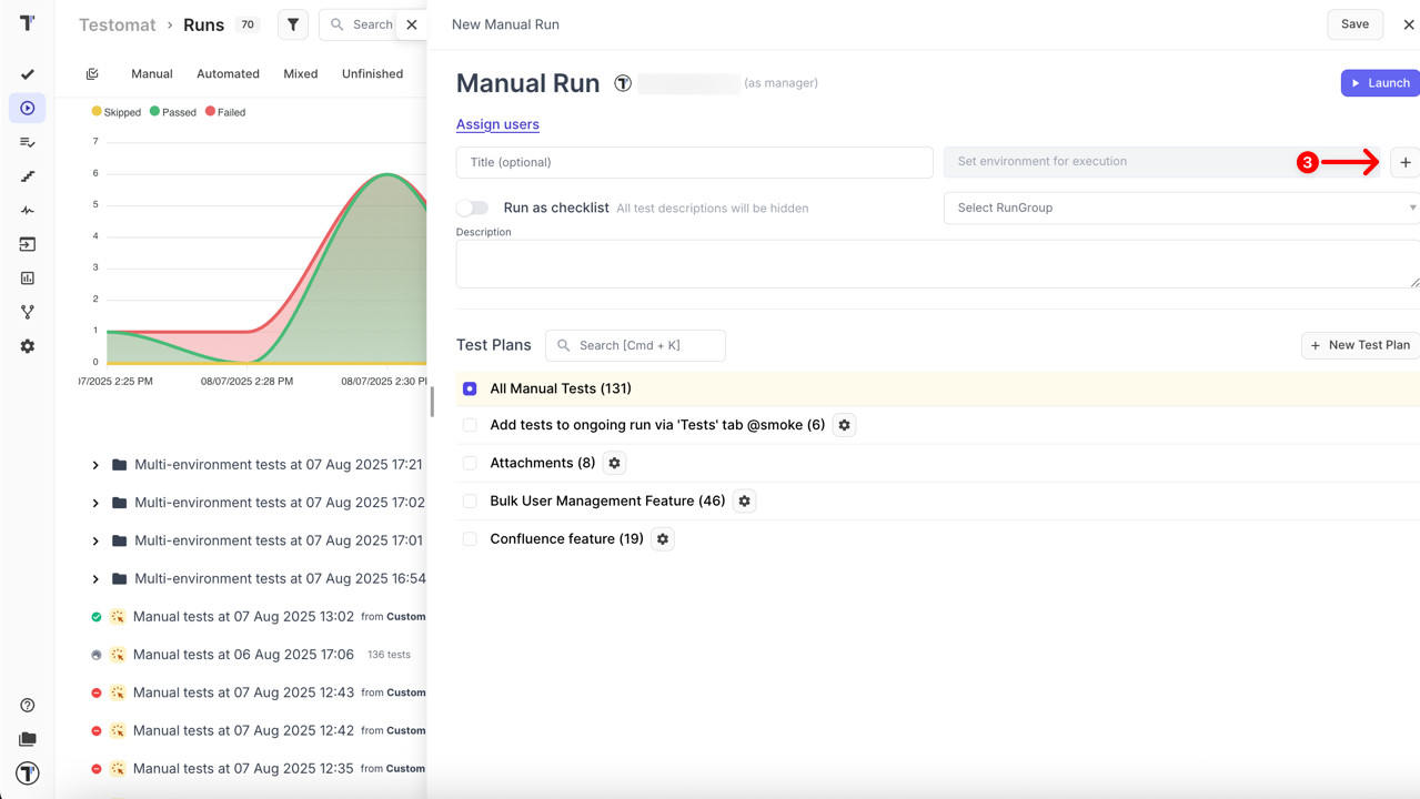 Set environment button