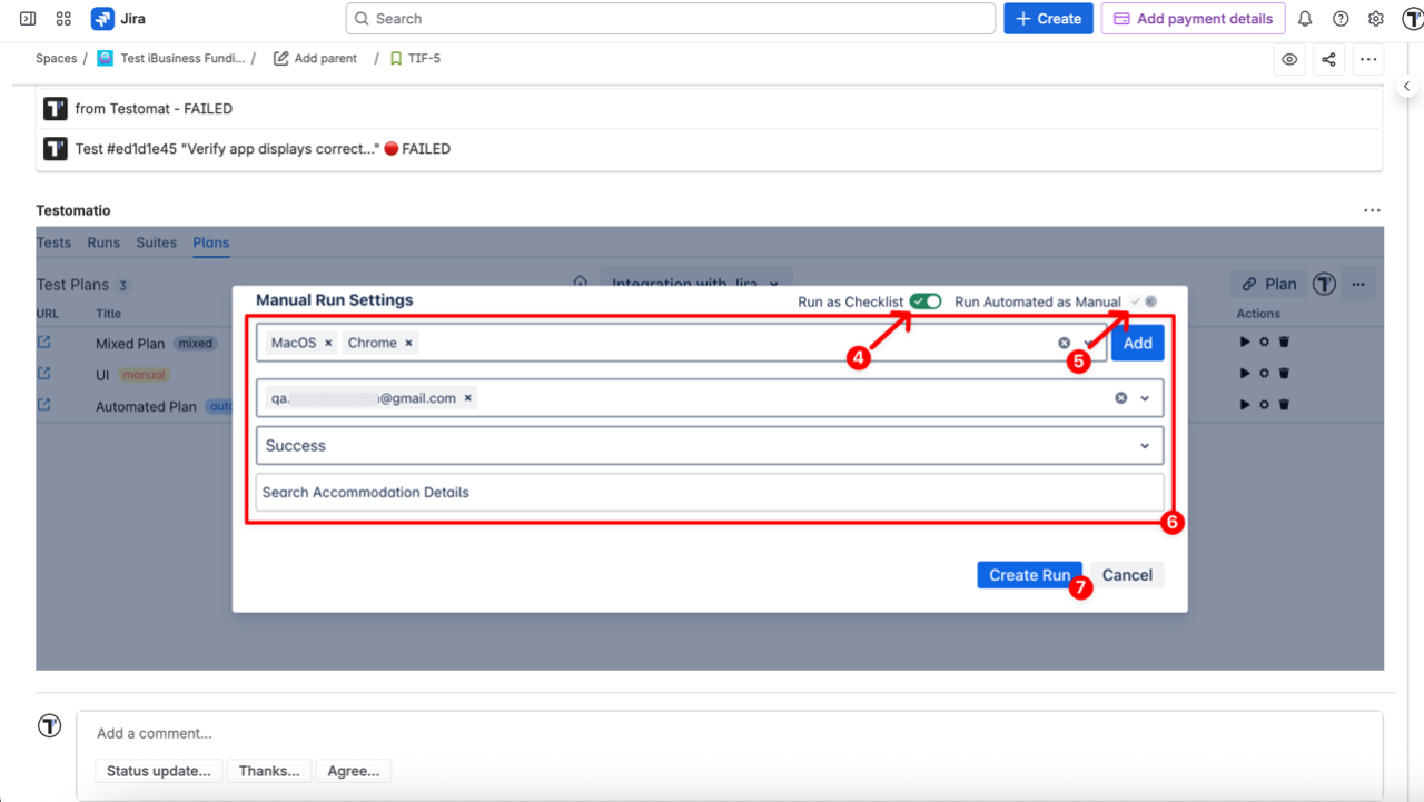Launch a manual run bia Plan